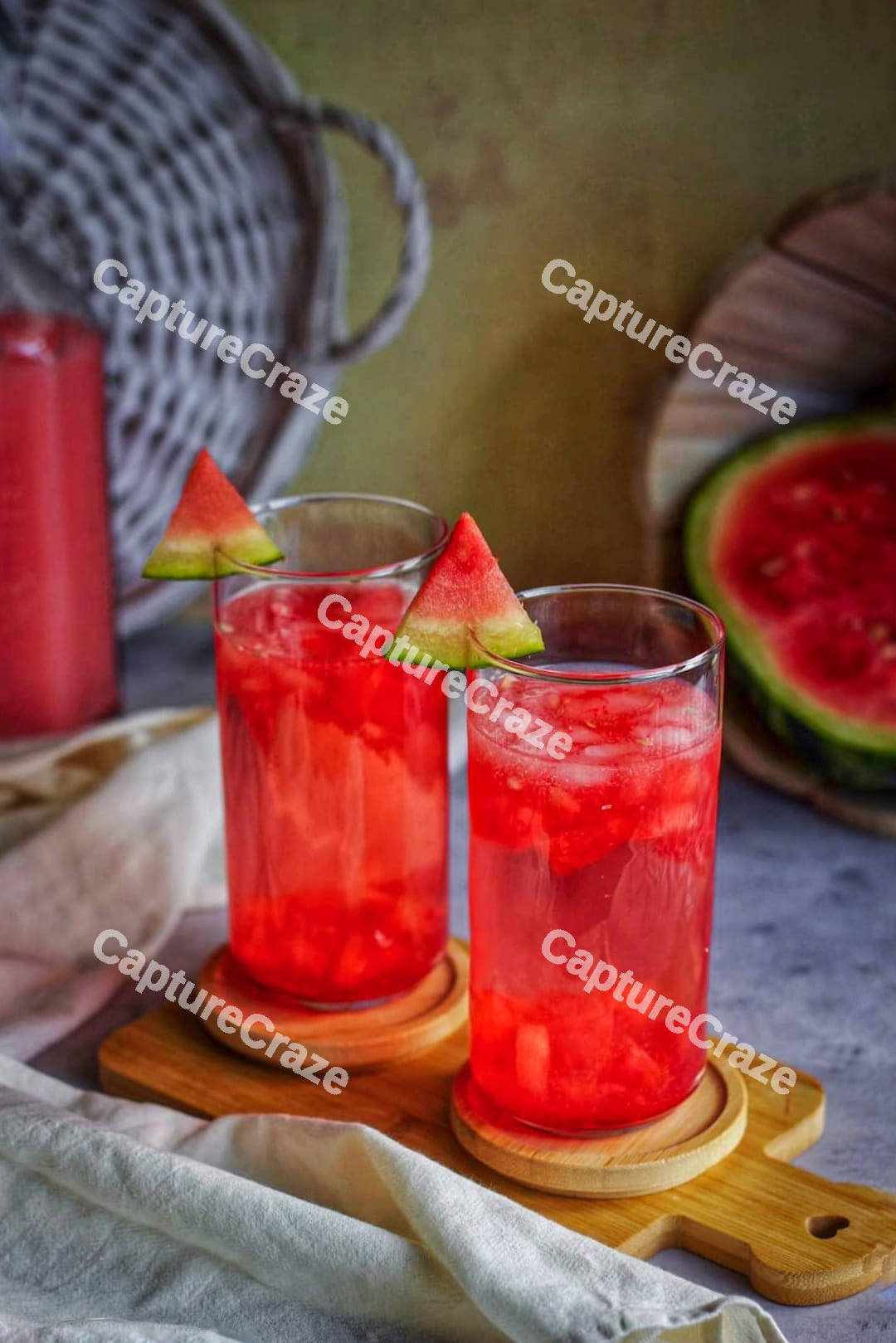Glasses of watermelon juice